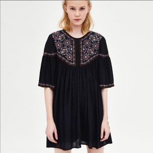 ZARA Plumetis Embroidered Dress